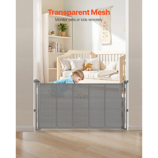 Retractable Pet Gate — Extends 55” to 110” Wide, 34” Tall, Easy Install