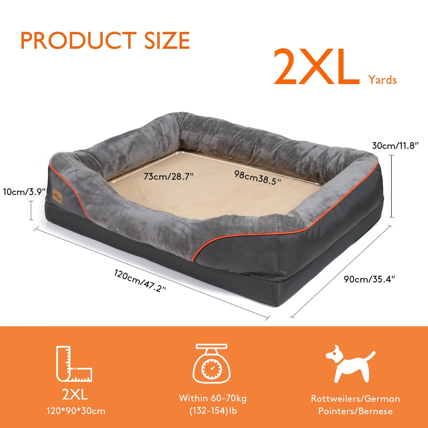 Large Dog Bed with Removable Washable Waterproof Cover — Sponge Foam Support (Copy)