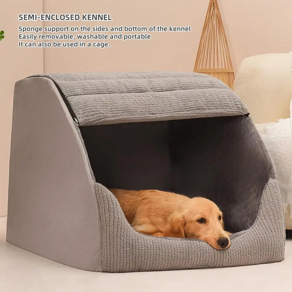Dog Cave Bed for Medium & Large Dogs — 30D Memory Sponge, Plush Indoor, Non-Slip Bottom
