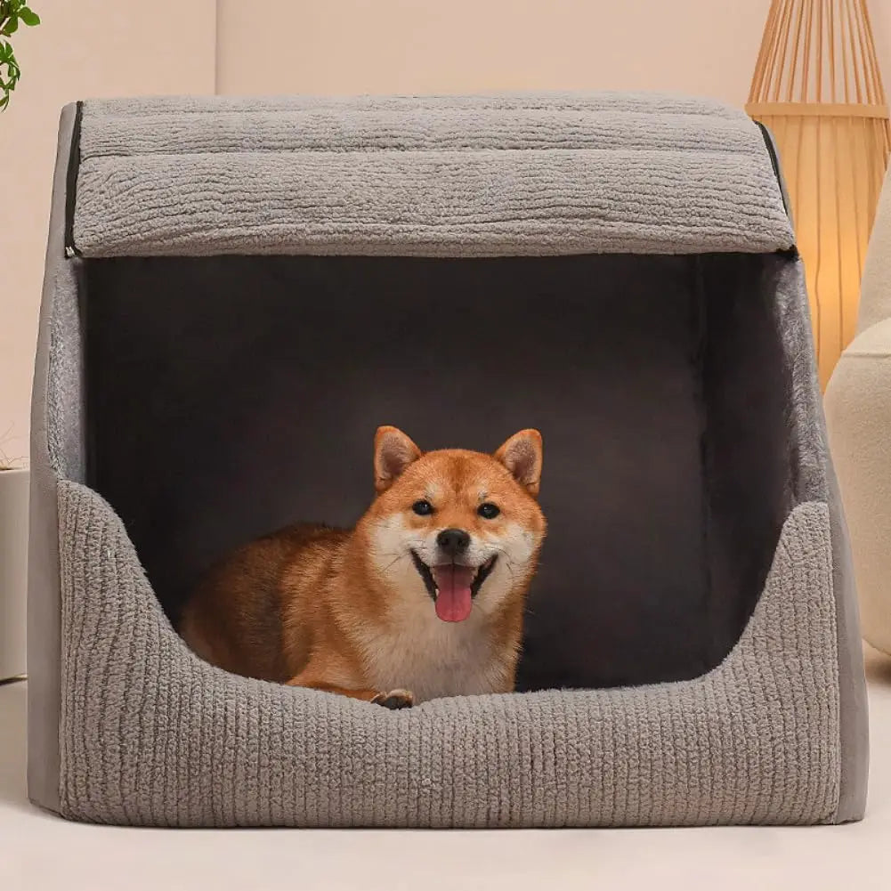 Extra Large Dog Bed Cave House — 30D Memory Sponge, Plush Indoor, Non-Slip Bottom