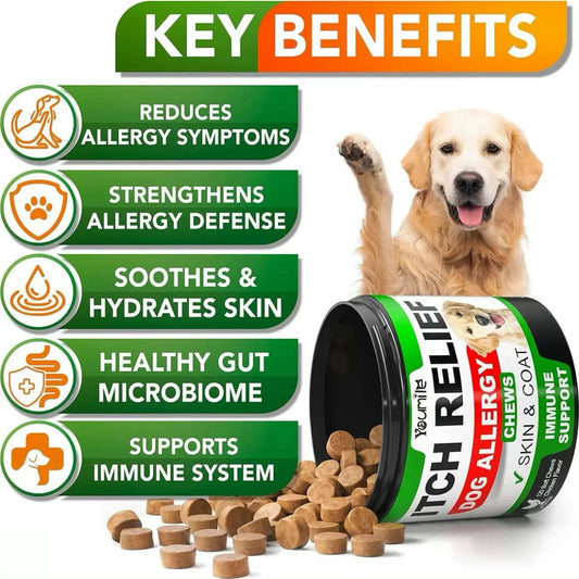 Dog Itch Relief Allergy Chews, Immune Support+Gut Health, Skin And Ear Itching