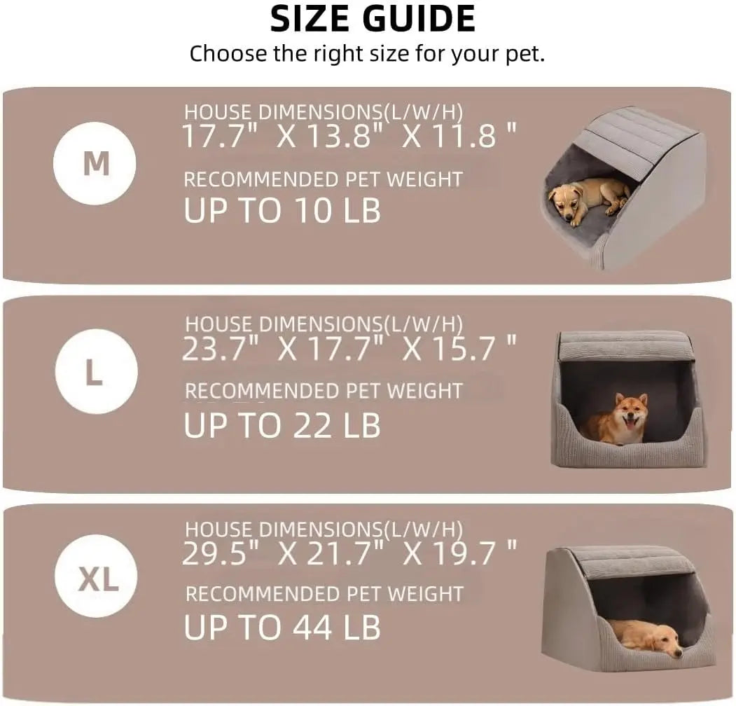 Dog Cave Bed for Medium & Large Dogs — 30D Memory Sponge, Plush Indoor, Non-Slip Bottom