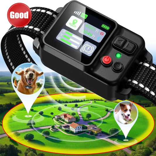 Cost-effective GPS Wireless Dog Collar Fence System,Invisible Electric Fence for Dogs,Adjustable Range 49-6561ft,3 Training Mode