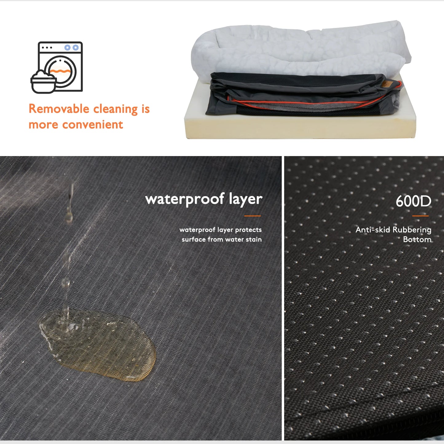 Large Orthopedic Dog Bed — Removable Machine-Washable Waterproof Cover