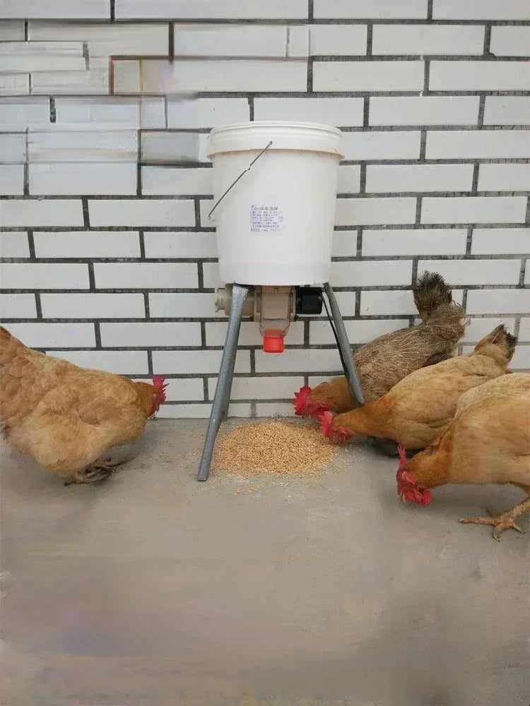 Gravity Bucket Poultry Feeder — Fill, Flip & Feed | Automatic Trough for Chickens, Ducks & Pigeons | WiFi or Solar Timer