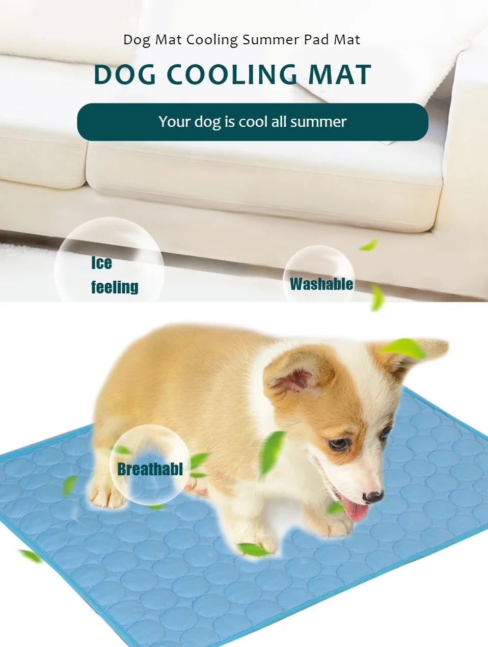 Extra Large Dog & Cat Cooling Mat — Self-Cooling Ice Pad for Big Dogs